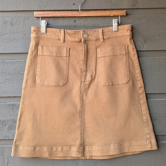 Everlane Patch Pocket Skirt Structured Cotton Size 8 Camel Tan - Picture 8 of 8